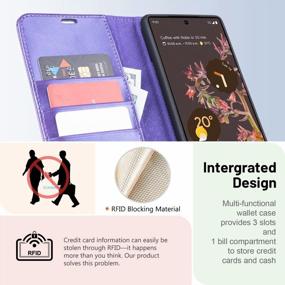 img 2 attached to Google Pixel 6 Wallet Case, PU Leather Flip Folio With Card Holders RFID Blocking Kickstand Shockproof TPU Inner Shell Phone Cover 2021 (6.4 Inch) - Compatible With OCASE Purple