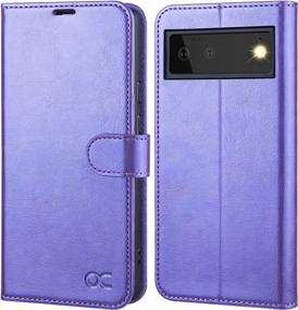 img 4 attached to Google Pixel 6 Wallet Case, PU Leather Flip Folio With Card Holders RFID Blocking Kickstand Shockproof TPU Inner Shell Phone Cover 2021 (6.4 Inch) - Compatible With OCASE Purple