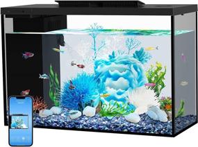img 4 attached to 🐠 Revolutionize Your Aquatic Experience with ERAARK Self-Cleaning Aquarium Kit, Bluetooth Enabled - Compact Betta Fish Tank with Light, Filter, and Coral Water Pump - Ideal Fish Bowl Starter Kits (Blue)