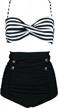 get your vintage fix with cocoship's polka dot bikini set: high waist, twisted front, ruched design, tie belt - fba! logo