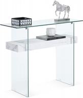 modern glass console table with storage - perfect for small spaces - use as an entryway table, writing desk, computer desk, tv stand, or buffet table - stylish accent furniture from ivinta логотип