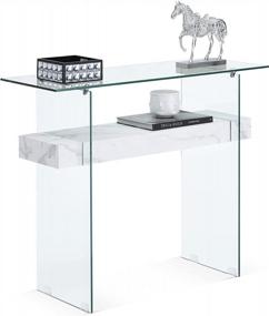 img 4 attached to Modern Glass Console Table With Storage - Perfect For Small Spaces - Use As An Entryway Table, Writing Desk, Computer Desk, TV Stand, Or Buffet Table - Stylish Accent Furniture From Ivinta
