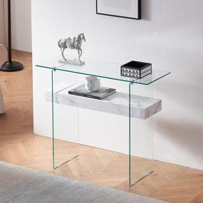img 3 attached to Modern Glass Console Table With Storage - Perfect For Small Spaces - Use As An Entryway Table, Writing Desk, Computer Desk, TV Stand, Or Buffet Table - Stylish Accent Furniture From Ivinta