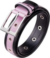 samtree striped leather adjustable grommet women's accessories ~ belts logo