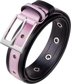 img 4 attached to Samtree Striped Leather Adjustable Grommet Women's Accessories ~ Belts