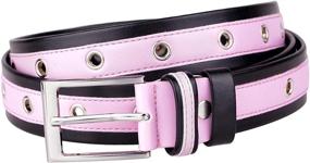 img 3 attached to Samtree Striped Leather Adjustable Grommet Women's Accessories ~ Belts