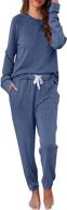 women's 2-piece cysincos sweatsuit loungewear set - long sleeve pullover & drawstring jogger pants logo