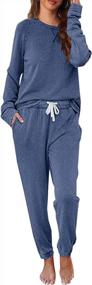 img 4 attached to Women'S 2-Piece Cysincos Sweatsuit Loungewear Set - Long Sleeve Pullover & Drawstring Jogger Pants