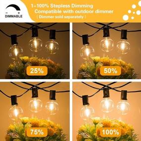 img 1 attached to SUNTHIN Outdoor String Lights, 48FT Patio Lights With 25 G40 Shatterproof LED Bulbs(1 Spare), Waterproof Hanging Lights String For Outside Backyard, Porch, Deck, Party, Garden