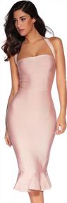 img 4 attached to Women'S Rayon Halter Fishtail Bandage Party Dress - Perfect For Any Event!