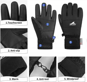 img 3 attached to Kids Ski Gloves: Achiou Waterproof Winter Snow Gloves For Boys Girls, Touchscreen Warm Snowboard Cycling