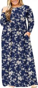 img 4 attached to Stay Comfortable And Stylish: Long Sleeve Plus Size Maxi Dresses With Pockets By BISHUIGE