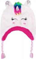 cute and warm toddler girls unicorn winter hat with earflap for cozy cold weather logo