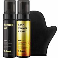 b.tan forever & ever + tanned af self tanner kit besties bundle - darkest & ultra long lasting self tan mousse with self tanning mitt applicator, 1 hour sunless tanner, fast self tan, no fake tan smell, no added nasties, vegan, cruelty free, 6.7 fl oz logo