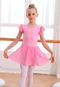 img 3 attached to Girls Ballet Dress 3-9 Years Ruffle Sleeve Tutu Skirted Leotard Ballerina Outfit Sparkle