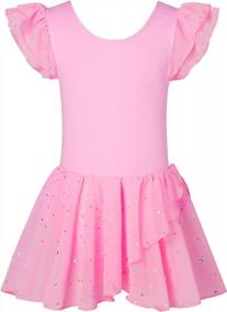 img 4 attached to Girls Ballet Dress 3-9 Years Ruffle Sleeve Tutu Skirted Leotard Ballerina Outfit Sparkle