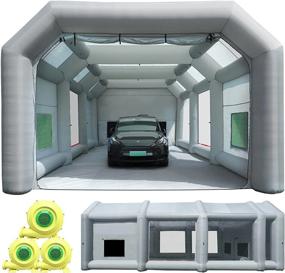 img 4 attached to Надувная палатка для покраски 39X16.5X13Ft с 3 воздуходувками (750 Вт + 950 Вт + 950 Вт) и системой воздушного фильтра - Профессиональная портативная гаражная покрасочная камера Sewinfla для покраски автомобилей