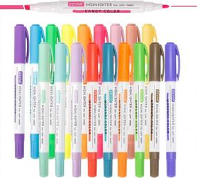 img 4 attached to ZEYAR Highlighters, Dual Tips Marker Pen, Chisel And Fine Tips, Flexible Tip And Soft Touch, Water Based, Assorted Colors, Quick Dry (18 Colors)