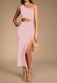 img 3 attached to Summer One Shoulder Cutout Maxi Dress With Side Slit For Women By TIKSAWON - Sleeveless Bodycon Design