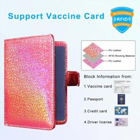 img 2 attached to Red Glitter Passport And Vaccine Card Holder Combo With RFID Blocking For Women And Men - Leather Travel Organizer And CDC Vaccination Card Slot Protector By ACdream