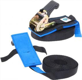img 4 attached to Valonic WOLF - Ratchet Tie Down Straps - 3500 Lbs, 2 Pack, With Protection Pad, 13 Ft X 1 Inch, Black - Ratchet Straps, Tie Downs For Motorcycle