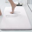 smiry memory foam bath mat, super soft absorbent bathroom rugs non slip bath rug runner for shower bathroom floors, 17" x 24", white logo