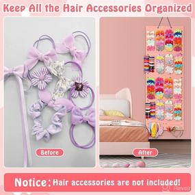 img 2 attached to 🎀 Pink Bow Holder: Organize and Display Girl Hair Bows with 40 Felt Strips, Sturdy Rope Snaps - Ideal for Nursery, Closet, Wall Hanging