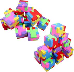 img 4 attached to Красочные геометрические ластики-головоломки - 24 упаковки для школьных принадлежностей, сувениров для вечеринок, веселых занятий и спинок карандашей