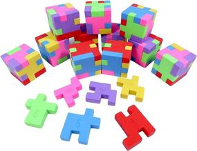 img 3 attached to Красочные геометрические ластики-головоломки - 24 упаковки для школьных принадлежностей, сувениров для вечеринок, веселых занятий и спинок карандашей