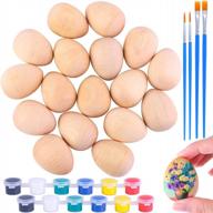 16 неокрашенных деревянных яиц с красками и кистями — идеально подходит для пасхальных поделок и украшений своими руками логотип
