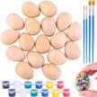 16 unpainted wooden eggs with paints and brushes - perfect for easter diy crafts and decorations logo