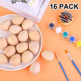 img 2 attached to 16 неокрашенных деревянных яиц с красками и кистями — идеально подходит для пасхальных поделок и украшений своими руками