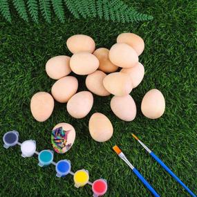 img 1 attached to 16 неокрашенных деревянных яиц с красками и кистями — идеально подходит для пасхальных поделок и украшений своими руками