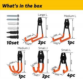 img 2 attached to ANPEN 10-Pack Heavy Duty Steel Double Hooks For Optimal Garage Organization - Ideal For Power Tools, Ladders, Bikes, Helmets, Basketball, Ropes, And More (Orange)