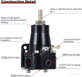 img 3 attached to 🔧 Улучшенная производительность: Регулятор давления топлива PQY с манометром, линия подачи AN6 и линия возврата AN6, черный.
