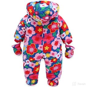 img 3 attached to 👶 Adorable Baby Girls Hooded Romper Snowsuit with Cozy Gloves and Booties - Ideal Winter Outfits for 6-9 Months