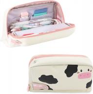 cute kawaii stationery pouch with large capacity - ideal for middle and high school, college, office, girls, women, teens, and adults - perfect gift logo