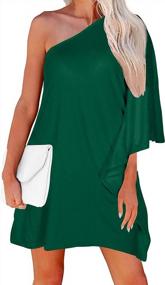 img 3 attached to Women'S One Shoulder Batwing Loose Casual Party Cocktail Mini Dress - DUTUT
