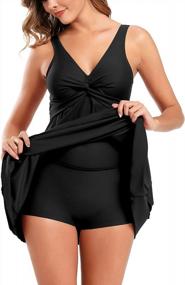 img 2 attached to Women'S Twist One Piece Swimdress Tummy Control Bathing Suit - SHEKINI Elegant Crossover