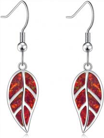 img 4 attached to CiNily 18K White Gold Plated Leaf Opal Dangle Drop Earrings For Women Teen Girls Hypoallergenic Opal Jewelry Gift