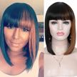 black bob wig with auburn brown strips - heat resistant synthetic hair for women with bangs - ideal for black women - kalyss logo