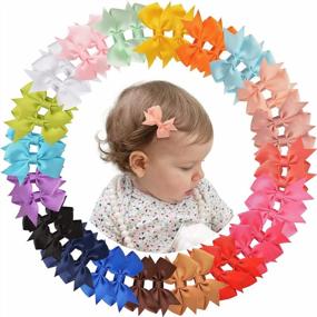 img 4 attached to 🎀 Adorable 2 Inch Baby Hair Clips and Bows - Set of 6 Tiny Fully Lined Barrettes for Girls