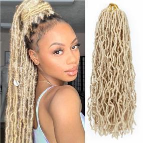img 4 attached to 8 Packs Of 24 Inch 613# Bleached Blonde Soft Locs Crochet Hair For Women - Extensible, Pre-Looped Curly Wavy Synthtic Goddess Locs Crochet Hair Extension