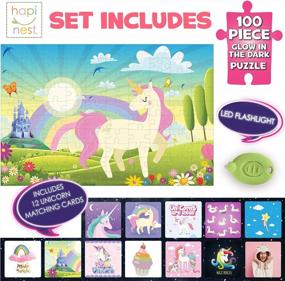img 3 attached to Unleash The Magic With The Hapinest 100 Piece Glow-In-The-Dark Unicorn Puzzle - Perfect For Girls And Boys Aged 5 To 12 And Up