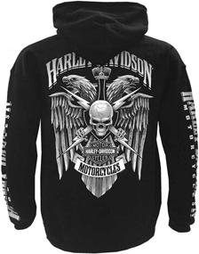 img 1 attached to Black Harley-Davidson Men's Lightning Crest Pullover Hoodie