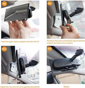img 1 attached to Littlemole 300Mm Wide Angle HD Rear View Mirror With Convex Curve, Universal Clip-On Interior Original Mirror For Cars (12" L X 3" H)