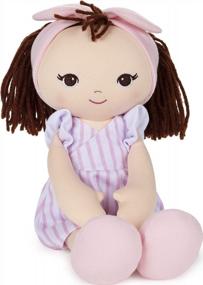 img 4 attached to GUND Baby Toddler Doll Plush Brunette, Pink Striped Dress, 8