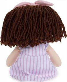 img 1 attached to GUND Baby Toddler Doll Plush Brunette, Pink Striped Dress, 8