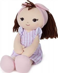 img 2 attached to GUND Baby Toddler Doll Plush Brunette, Pink Striped Dress, 8