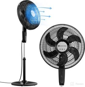 img 4 attached to Comfort Zone CZST180BK PowrCurve Pedestal Fan, 6-Blade Design, Tri-Curve Grill, 180-Degree Adjustable Tilt, 3-Speed, 18-inch, Black